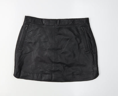 Mango Women's Black Leather Pencil Skirt Size 6
