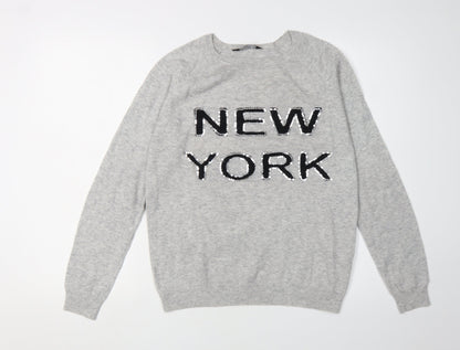 Dorothy Perkins Women's Grey Sequin Pullover Jumper Size 12