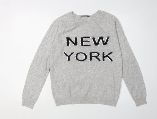 Dorothy Perkins Women's Grey Sequin Pullover Jumper Size 12