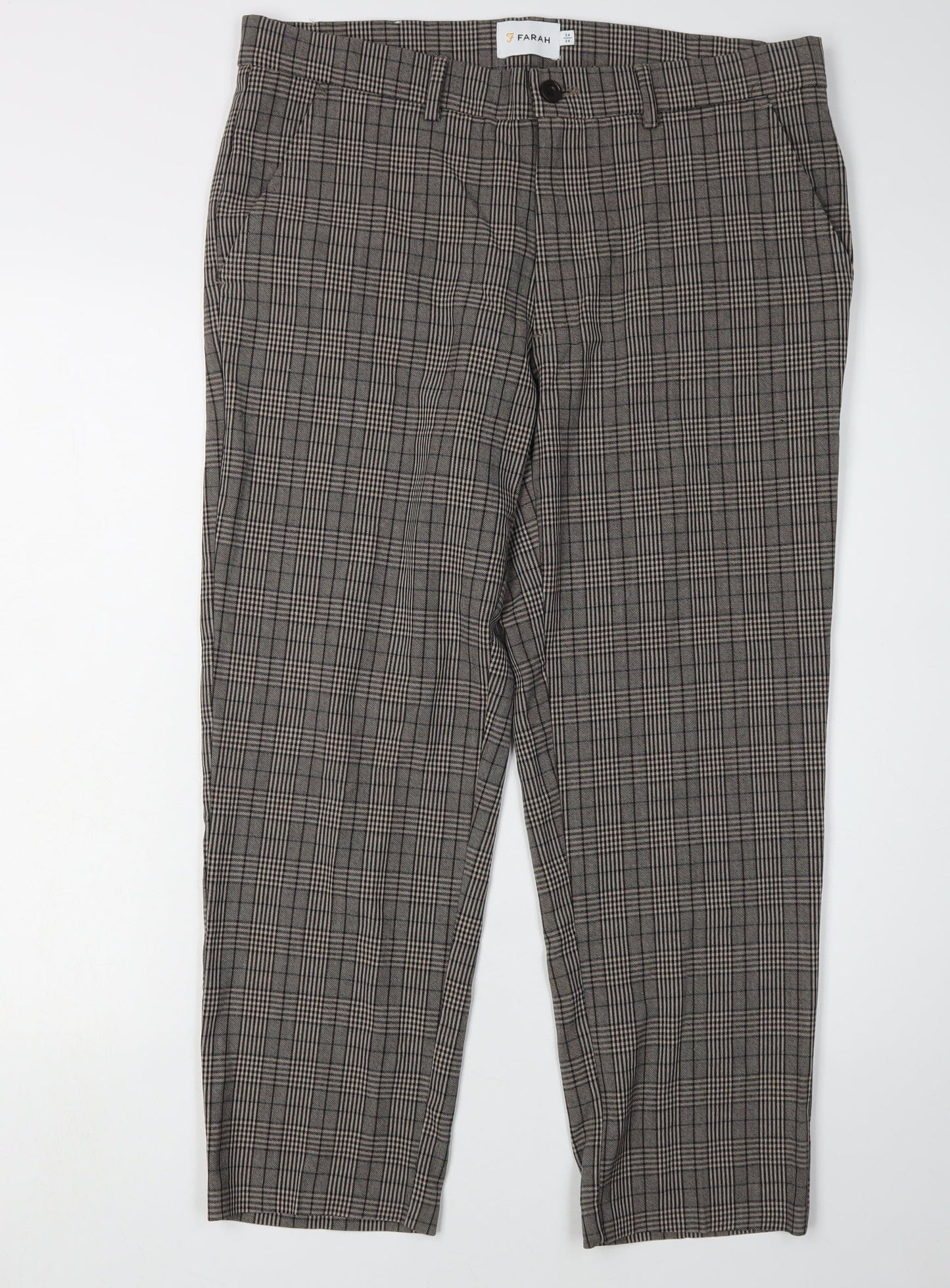 Farah Men's Multicoloured Check Slim Chino Trousers 34