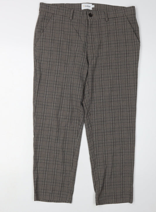 Farah Men's Multicoloured Check Slim Chino Trousers 34