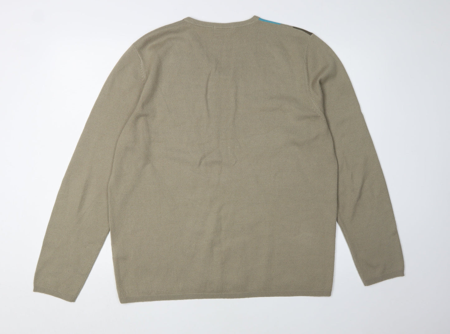 Marks and Spencer Men's Beige Argyle Pullover Jumper L