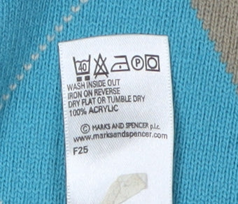 Marks and Spencer Men's Beige Argyle Pullover Jumper L