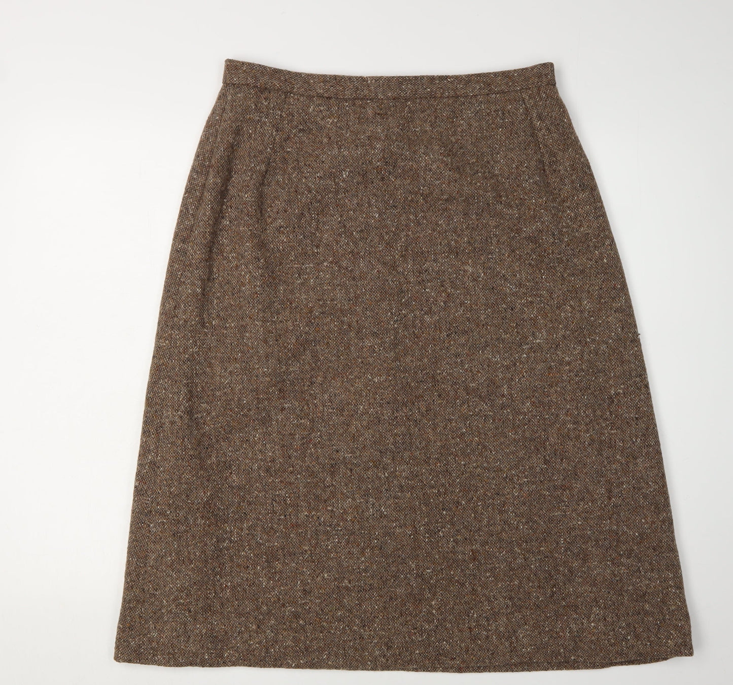 Angela Gore Women's Brown Wool Midi Skirt, UK 2