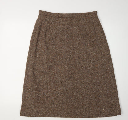 Angela Gore Women's Brown Wool Midi Skirt, UK 2