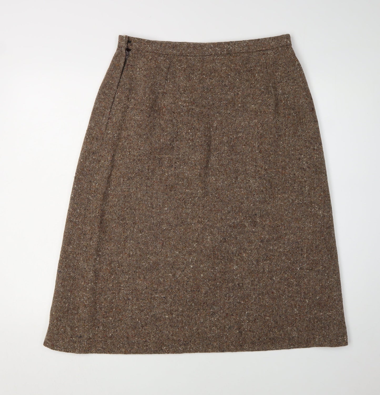 Angela Gore Women's Brown Wool Midi Skirt, UK 2
