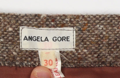 Angela Gore Women's Brown Wool Midi Skirt, UK 2