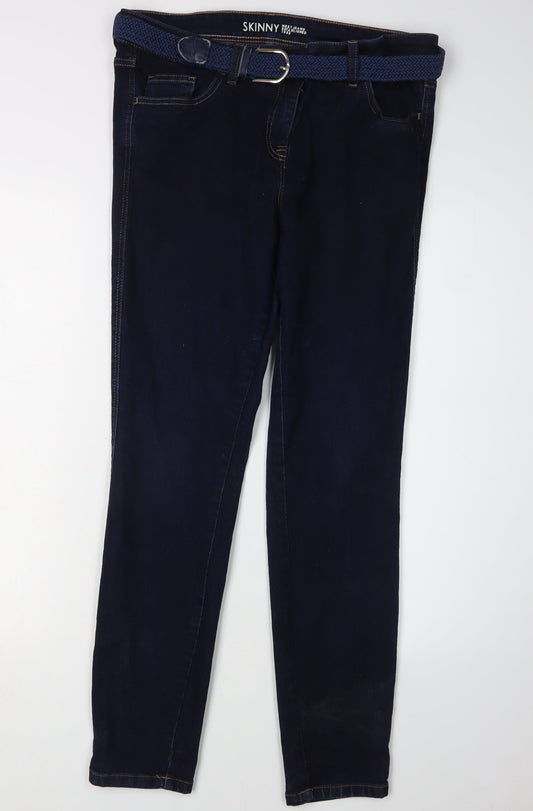 Next Women's Blue Skinny Belted Jeans Size 14