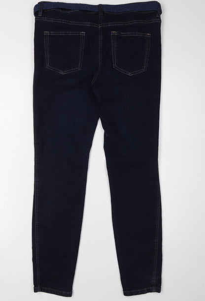 Next Women's Blue Skinny Belted Jeans Size 14