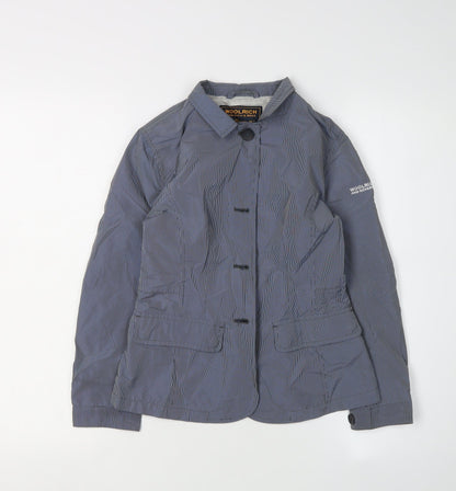 Additional front view of Woolrich girls’ blue check jacket, size 14, - polyester, spring/autumn