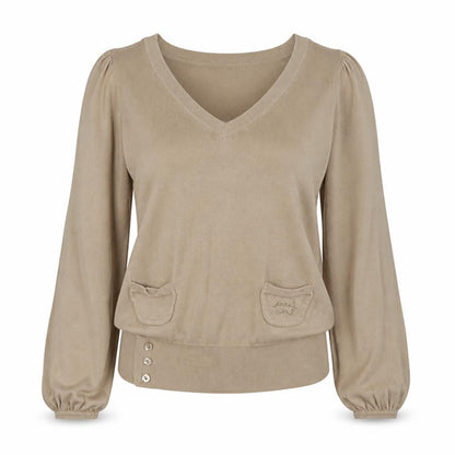 Soul Cal Women's Beige V-Neck Pullover Size 14