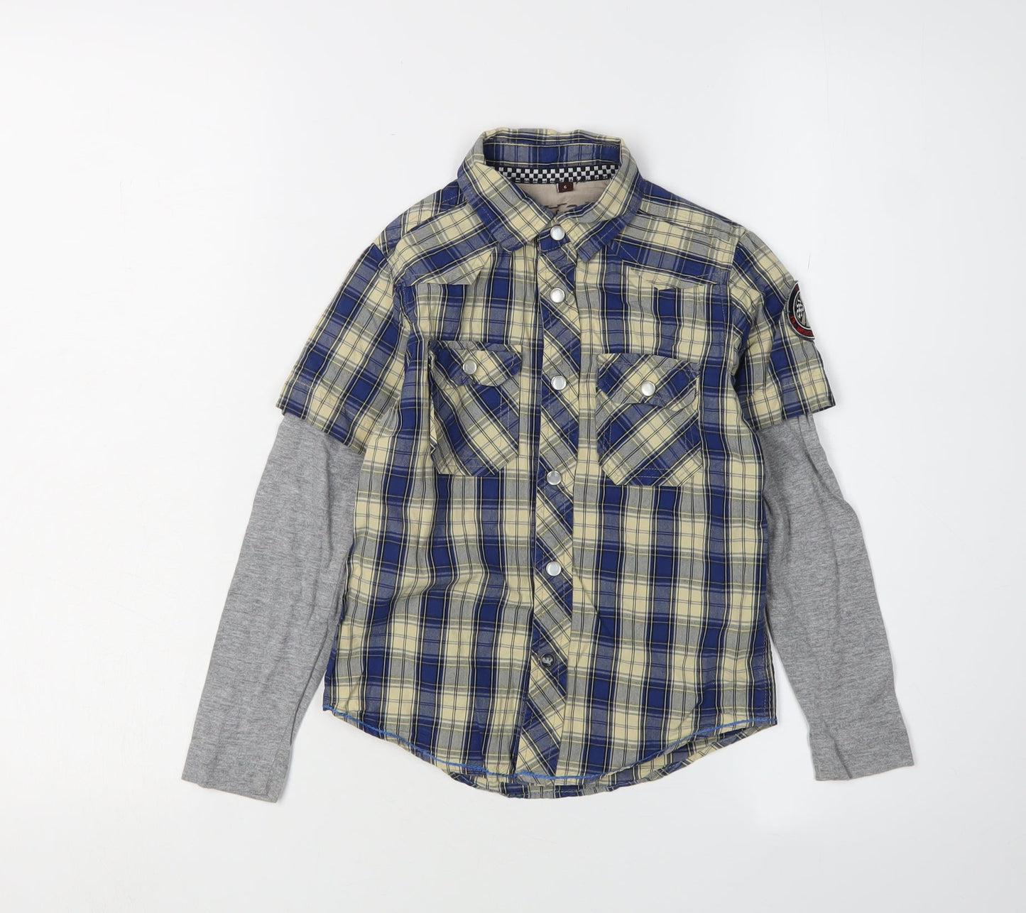Saint George Boys Blue Check Button-Up Shirt 6 Years
