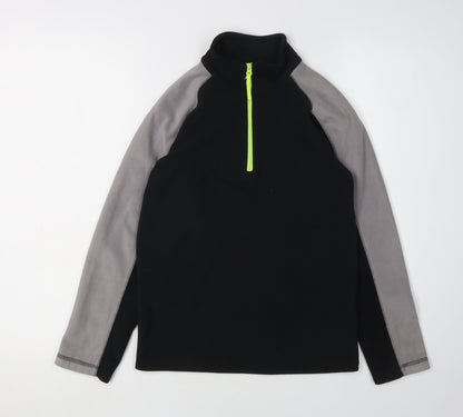 Mountain Warehouse Boys Black Fleece 9-10 Years Half Zip Hoodie