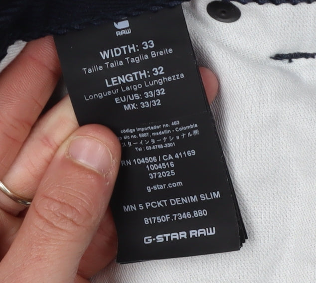 G-Star RAW Men's Black Corduroy Slim Trousers 33/32