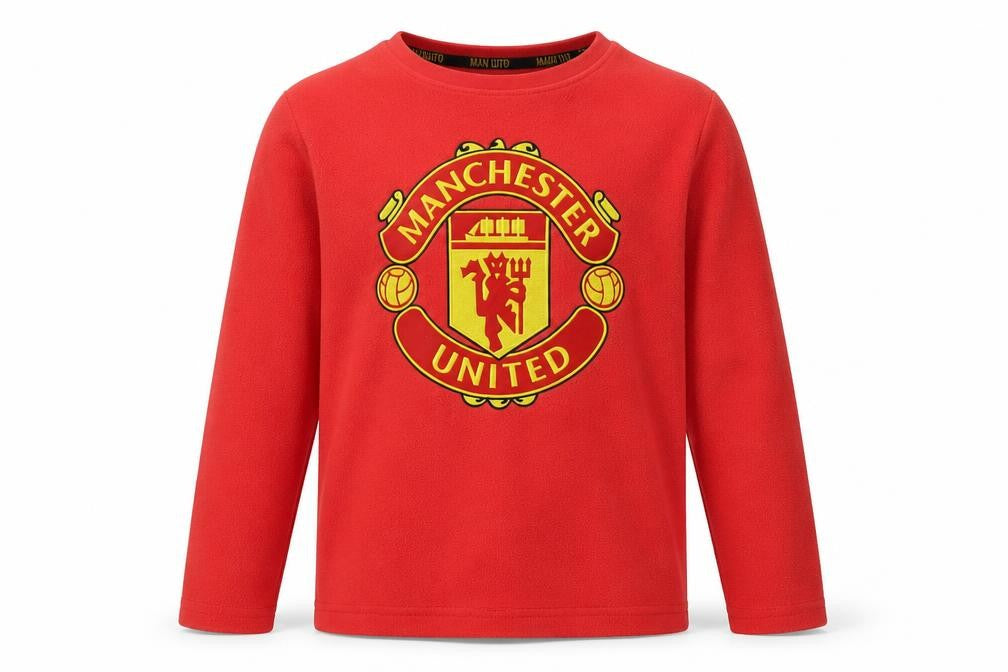 Front view of Manchester United boys’' red pyjama top 9-10 years