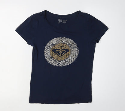 Womens UK Size XS ROXY Blue Basic T-Shirt