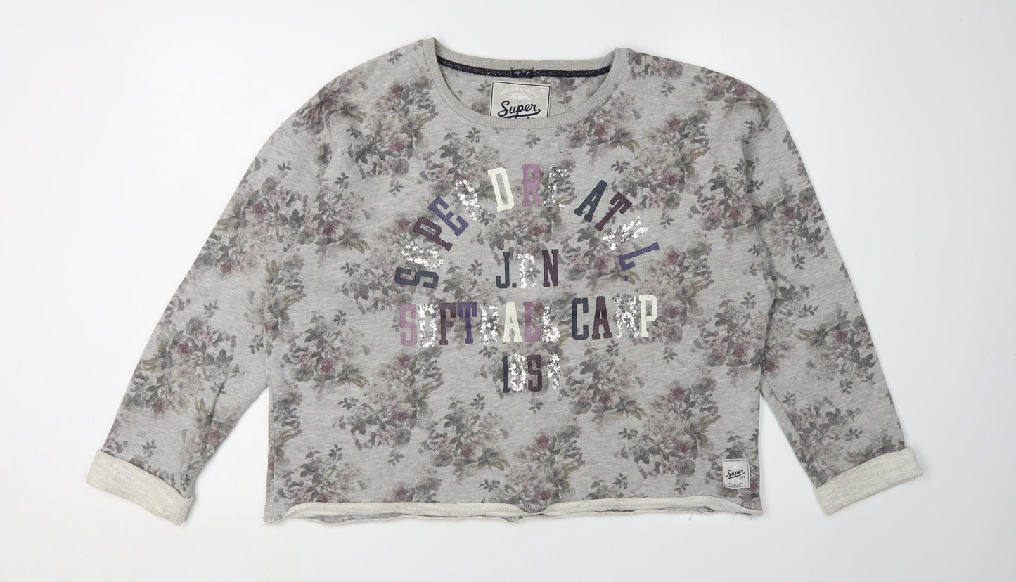 Superdry Women's Grey Floral Print Sweatshirt L