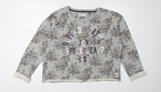 Superdry Women's Grey Floral Print Sweatshirt L