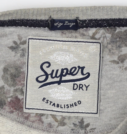 Superdry Women's Grey Floral Print Sweatshirt L