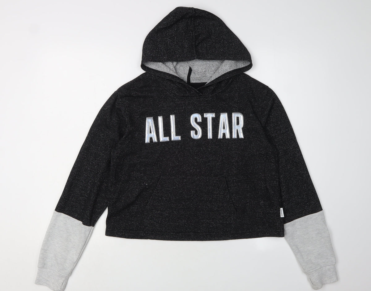 Additional front view of Converse girls’ black xl pullover hoodie