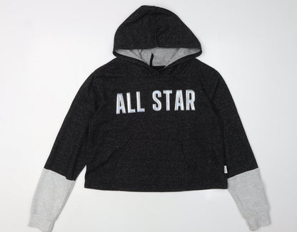 Additional front view of Converse girls’ black xl pullover hoodie