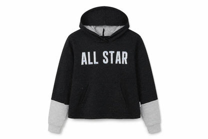 Front view of Converse girls’ black xl pullover hoodie