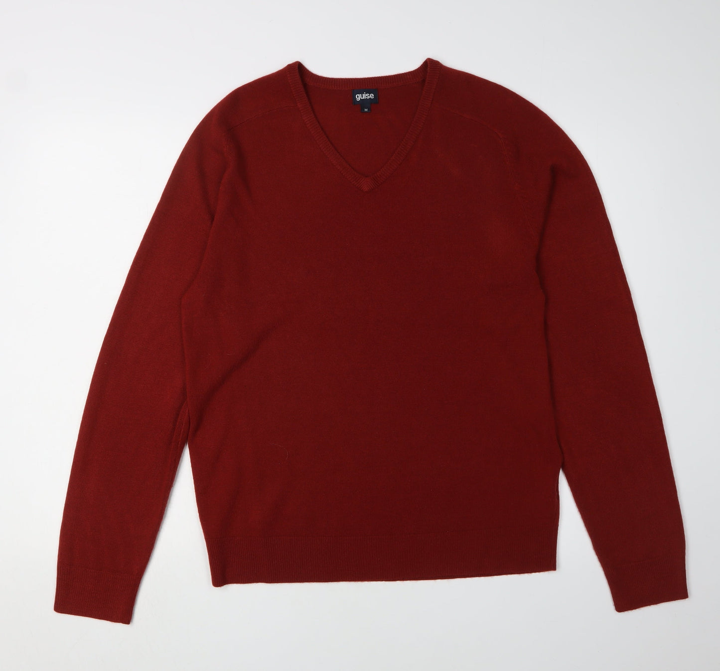 Guise Men's Red V-Neck Acrylic Pullover Jumper, M