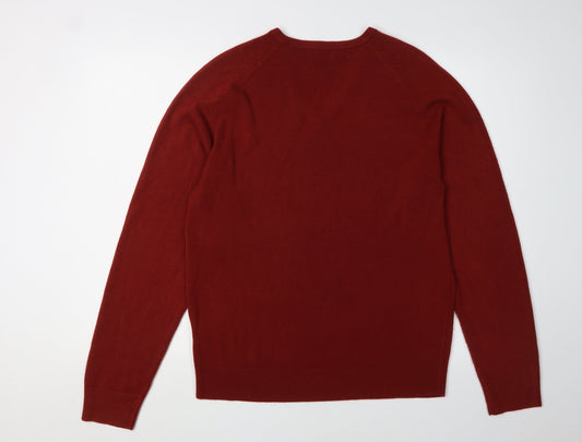 Guise Men's Red V-Neck Acrylic Pullover Jumper, M