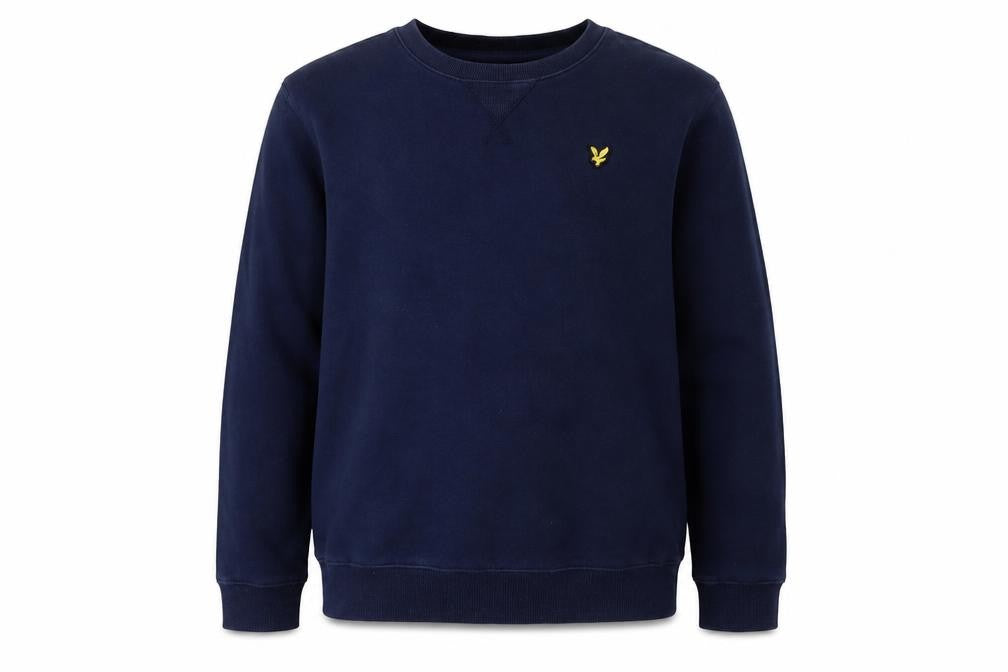 Front view of Lyle & Scott boys’ navy blue logo sweatshirt 12-13 years