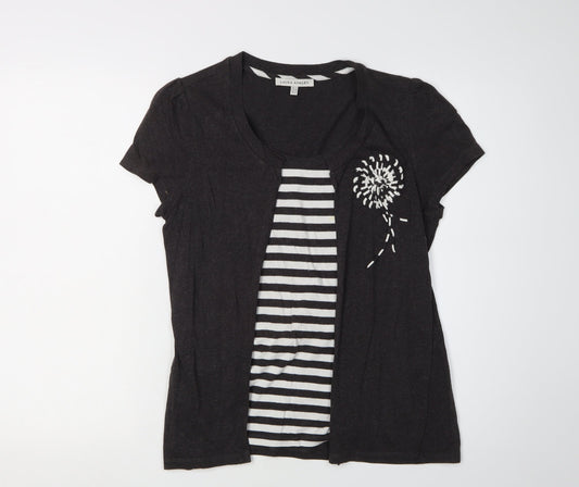 Laura Ashley Women’s Black Stripe T-Shirt Size 14