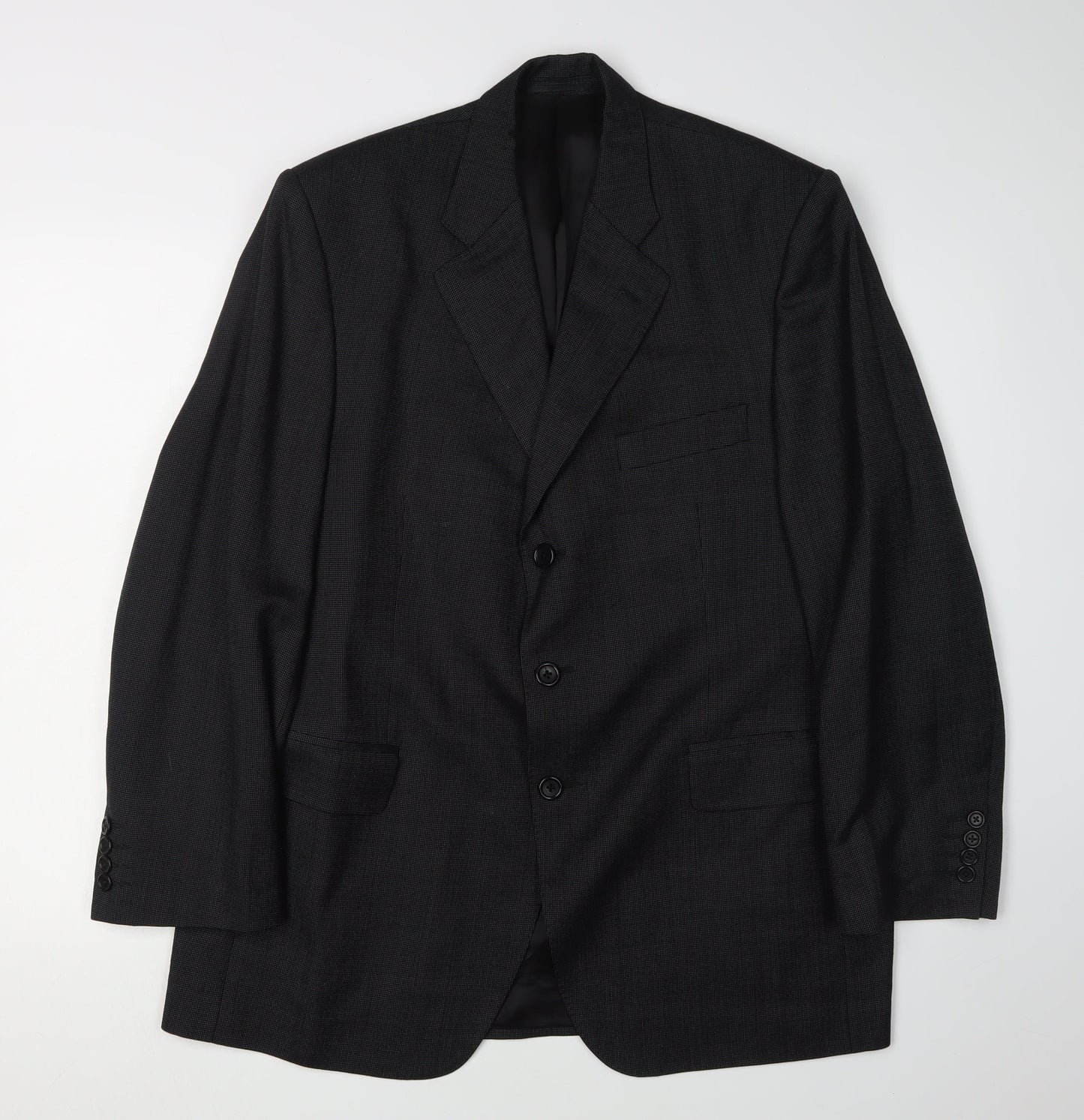 Aquascutum Men's Black Blazer - 42S Notch Lapel Formal