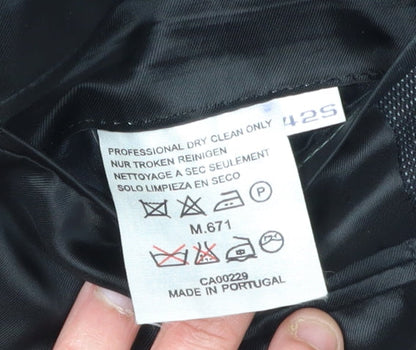 Aquascutum Men's Black Blazer - 42S Notch Lapel Formal