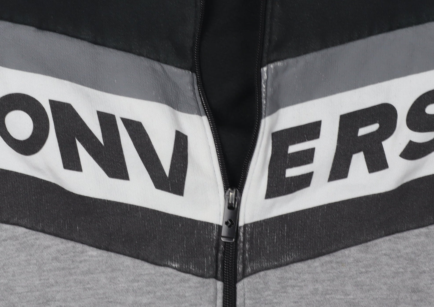 Converse Boys' Black Grey Full Zip Hoodie, Size L, Logo Sportswear