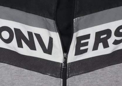 Converse Boys' Black Grey Full Zip Hoodie, Size L, Logo Sportswear