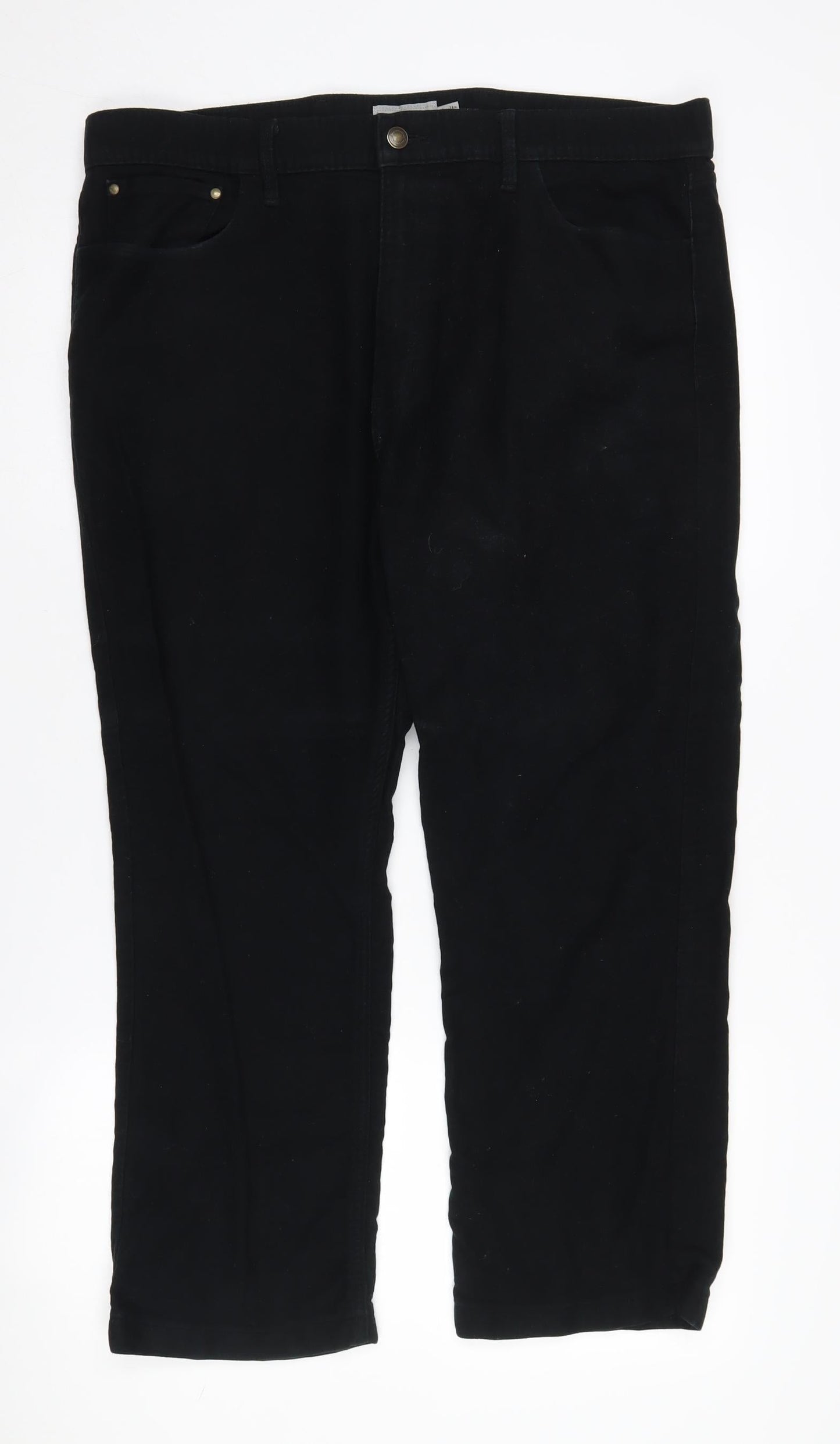 Marks and Spencer Men's Black Regular Trousers, Size 38