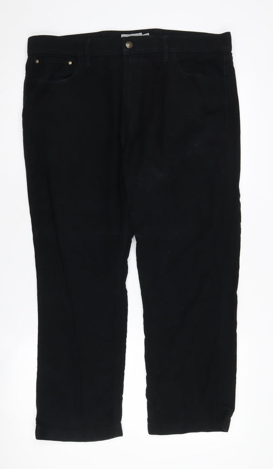 Marks and Spencer Men's Black Regular Trousers, Size 38