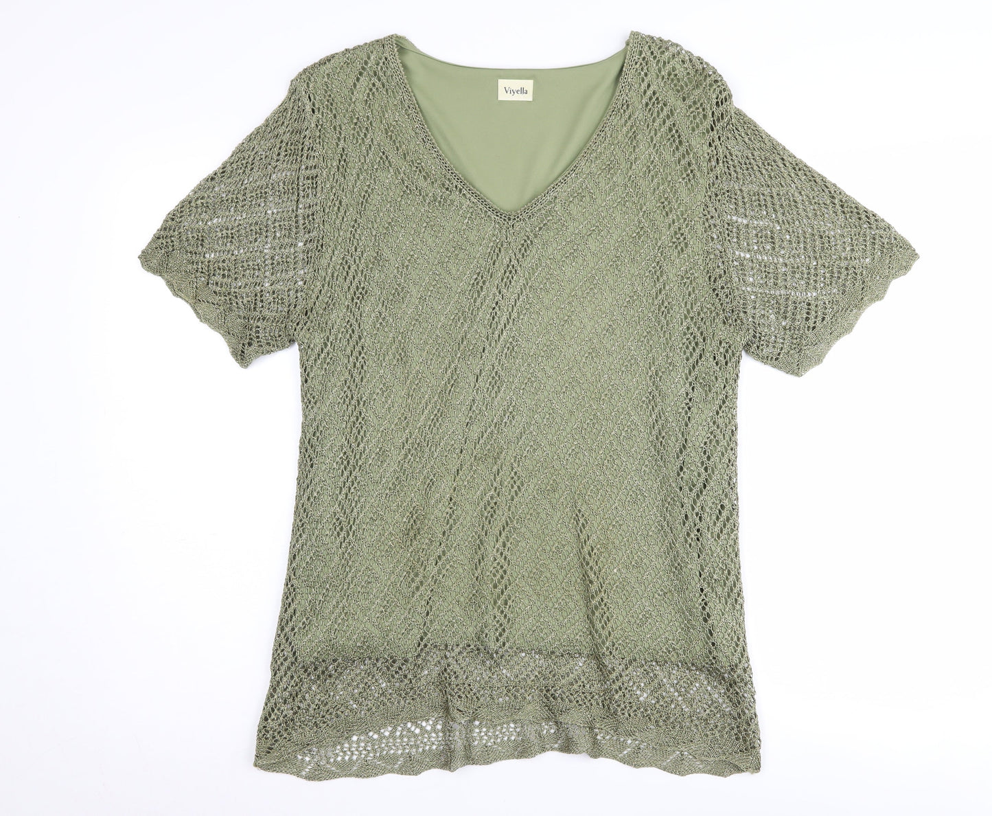 Womens UK Size XL Viyella Green Pullover Jumper