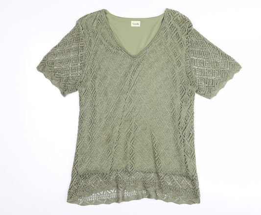 Womens UK Size XL Viyella Green Pullover Jumper