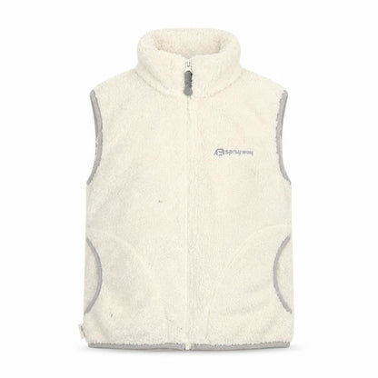 Front view of Sprayway girls’ ivory fleece gilet, size 6-7, casual waistcoat