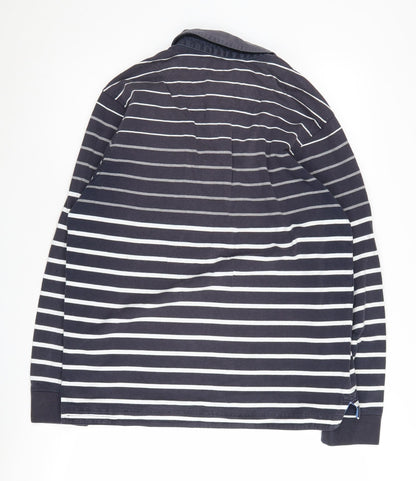 Blue Harbour Men's Black M Striped Long Sleeve Polo