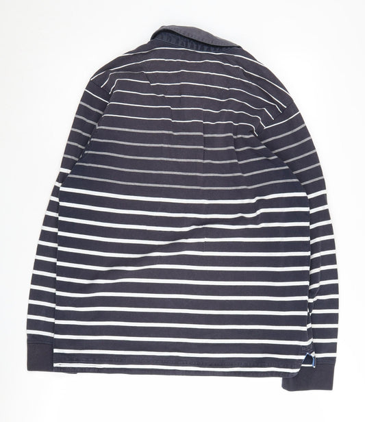 Blue Harbour Men's Black M Striped Long Sleeve Polo