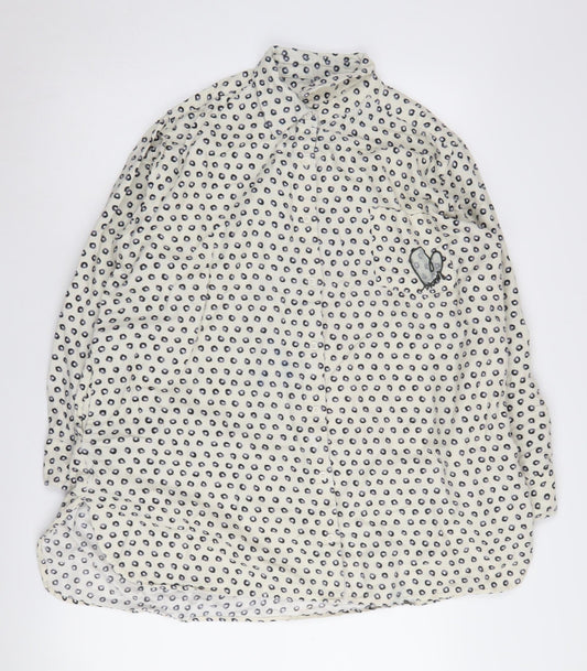 DKNY Women's White Polka Dot Button-Up Shirt M