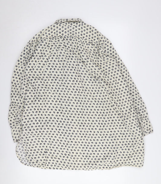 DKNY Women's White Polka Dot Button-Up Shirt M