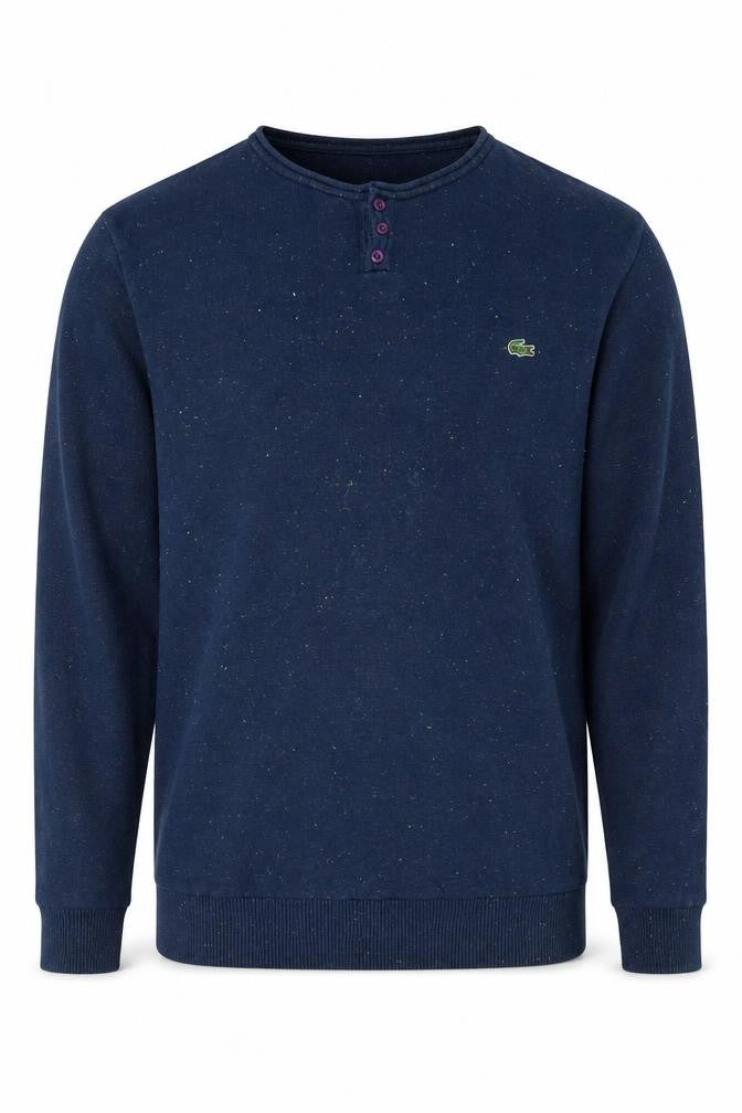 Mens UK Size M Lacoste Blue Henley Jumper