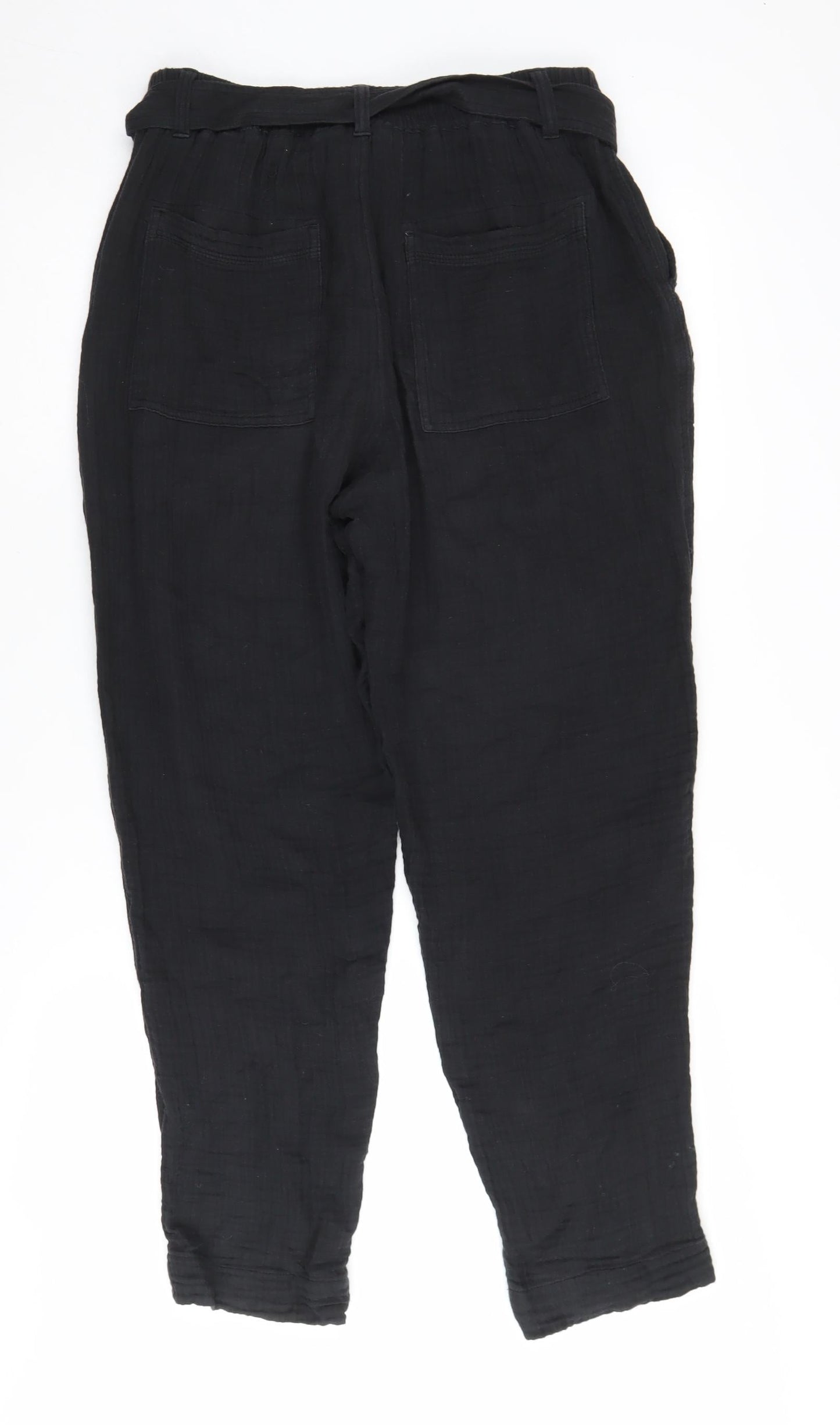 Womens UK Size 12 Per Una Relaxed Fit Paperbag Black Trousers