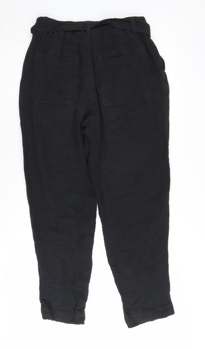 Womens UK Size 12 Per Una Relaxed Fit Paperbag Black Trousers