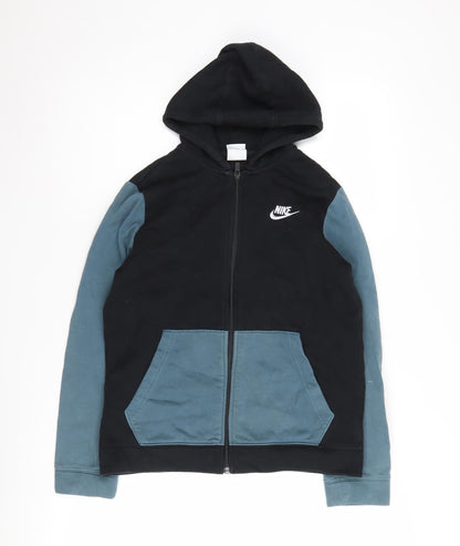 Nike Boys Colourblock Hoodie - Black & Blue, Size L
