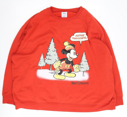 Unisex Adults UK Size 2XL Disney Red Pullover Sweatshirt
