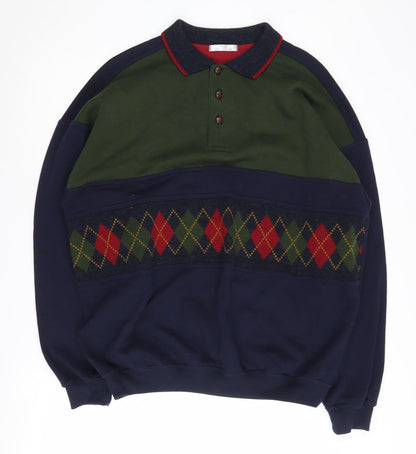 Marks and Spencer Men's Multicoloured Argyle Pullover, L