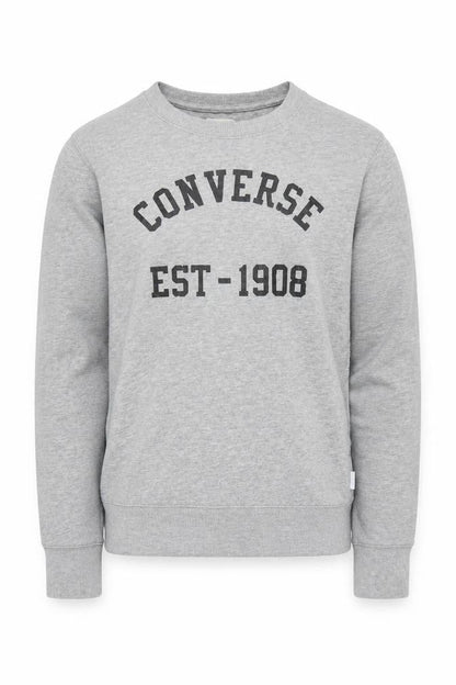 Front view of Converse boys’ grey sweatshirt 12-13 years graphic print pullover
